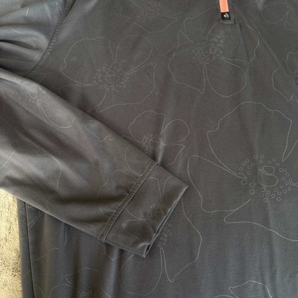 Swannies Mens XL Grey Floral Quarter Zip Golf Pullover Long Sleeve Stretch - Picture 3 of 5